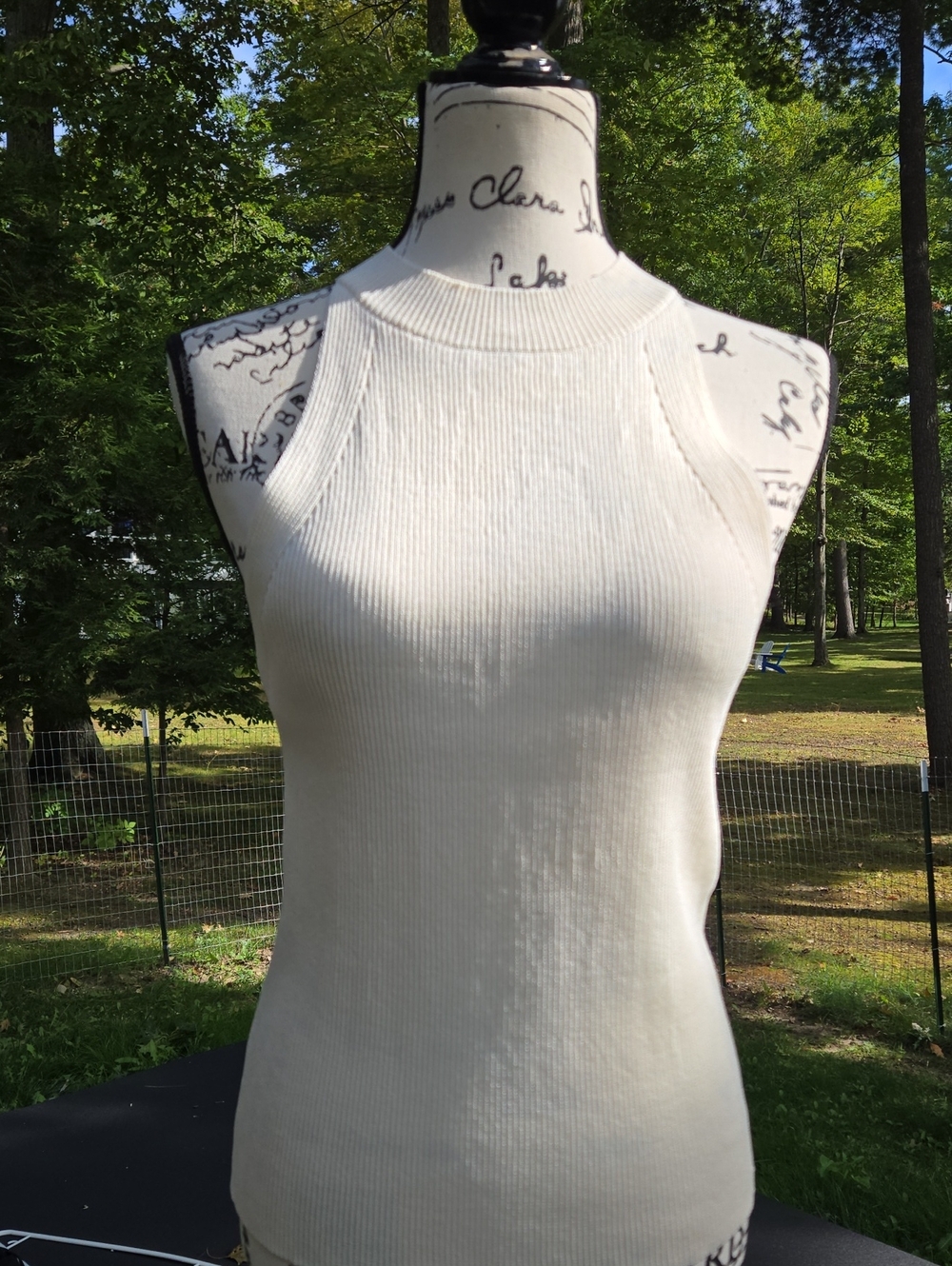 KENNETH COLE ▪︎ Womens Cream Ribbed High-Neck Tank